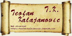 Teofan Kalajanović vizit kartica